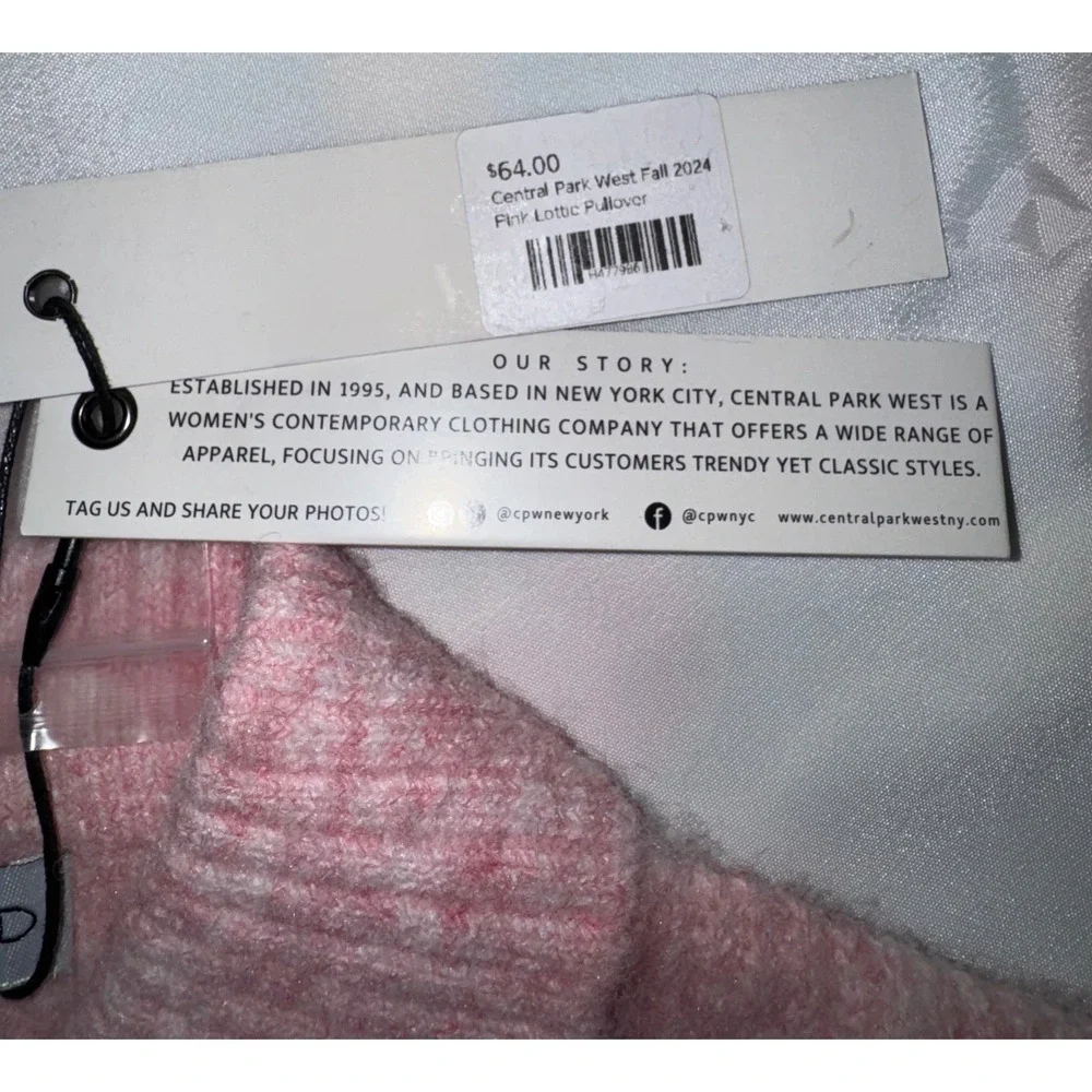 Central Park West Girls Pink Lottie Pullover Fuzzy Knit Polo Sweater Size M NEW